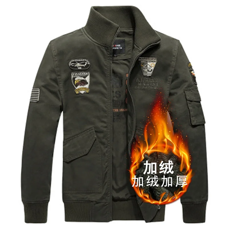 New Winter Jacket men Thick warm Army Green Military motorcycle coat High Quality aviator pilot  bomber jacket cotton clothing