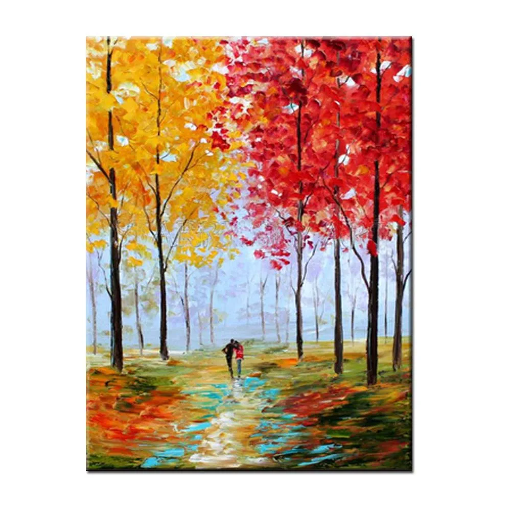 

Hand Painted Abstract Color Forest Autumn Scenery Oil Painting Abstract Wall Picture Living Room Home Wall Decor Drop Shipping