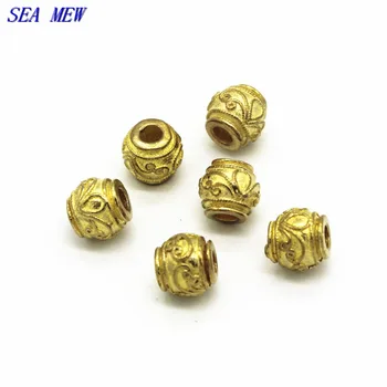 

SEA MEW 10 PCS 8mm*7.5mm Metal Raw Brass Spacer Beads Hole Beads DIY Jewelry Parts For Jewelry Making