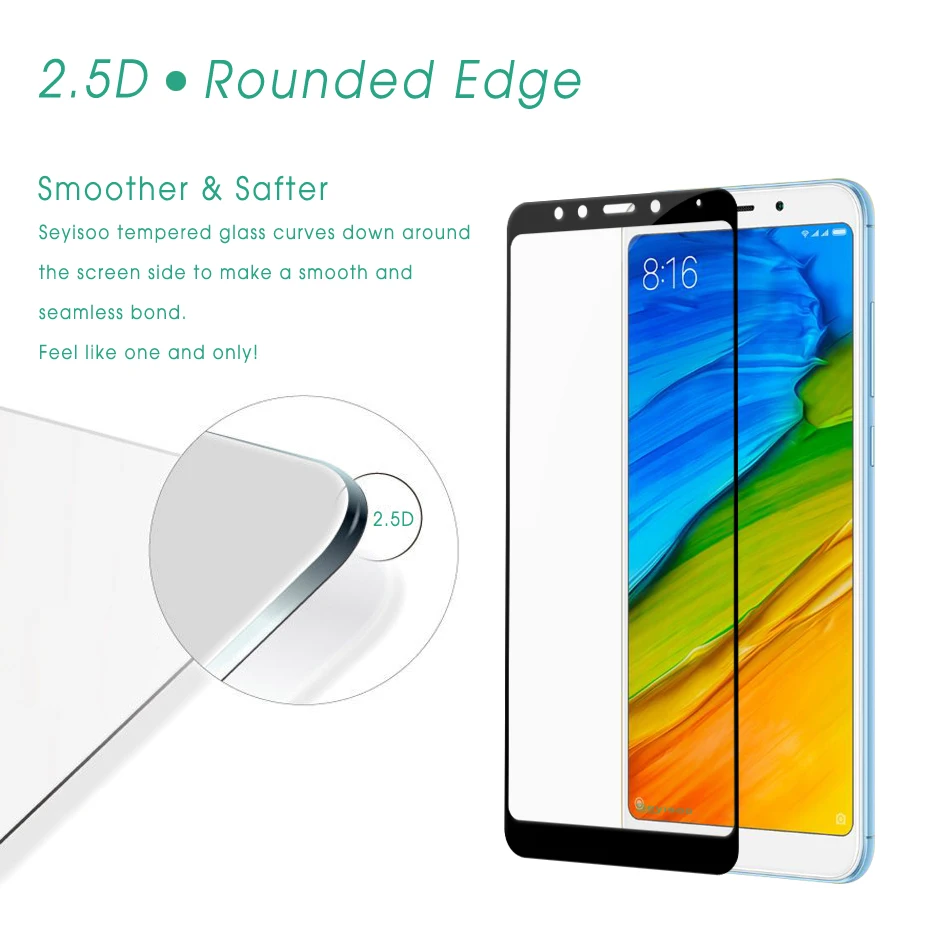 [2 шт. в упаковке], Seyisoo 0,3 мм, 2.5D полное покрытие, закаленное стекло, Защита экрана для Xiaomi Redmi 5, Xiomi Redmi 5 Plus, пленка