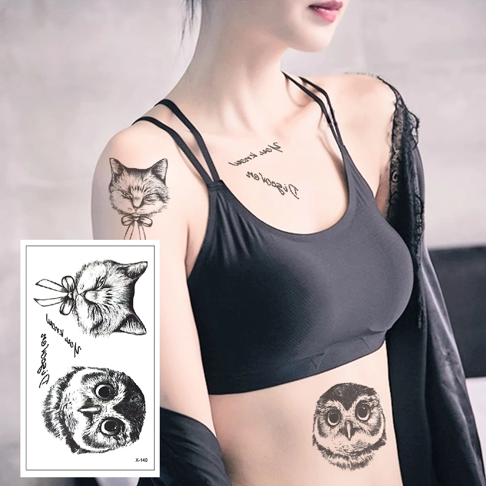 

X-140 Creative animal head cute art temporary tattoo sticker detachable waterproof body arm chest shoulder suitable for girls