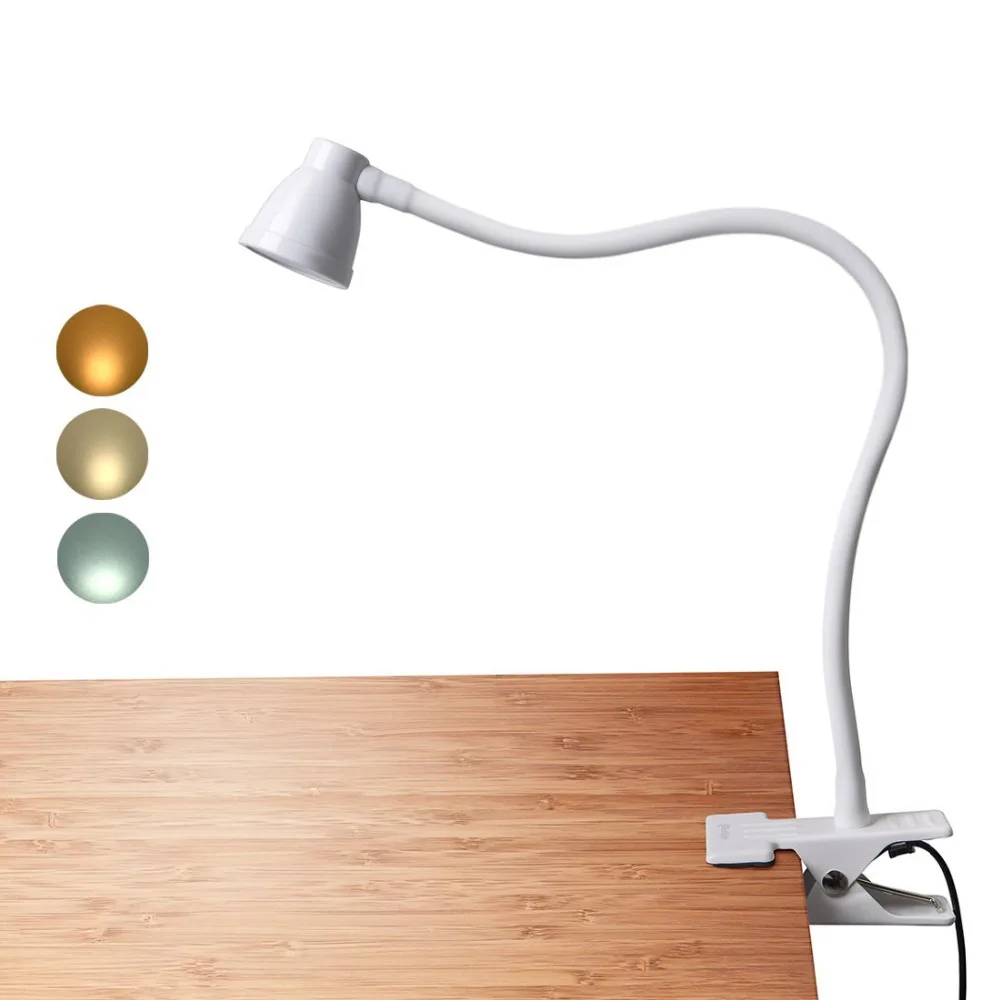 

Clamp Desk Lamp, Clip-on Reading Light, 3000-6500K Adjustable Color Temperature, 6 Illumination Modes, 10 Led Beads+ USB cord