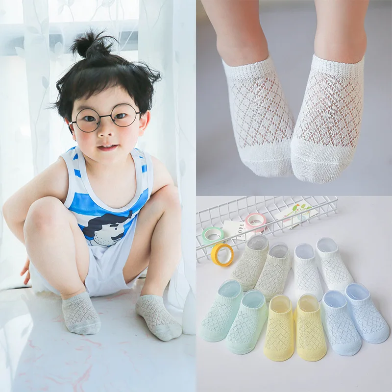 5 пар/лот, носки для новорожденных носки для маленьких девочек хлопковые дышащие летние тонкие носки для маленьких мальчиков носки-башмачки для новорожденных