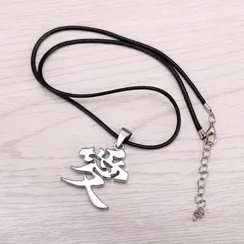 

12pcs/lot Hot Anime Naruto Metal Necklace Gaara Gourd Love Logo Pendant Cosplay Accessories Jewelry
