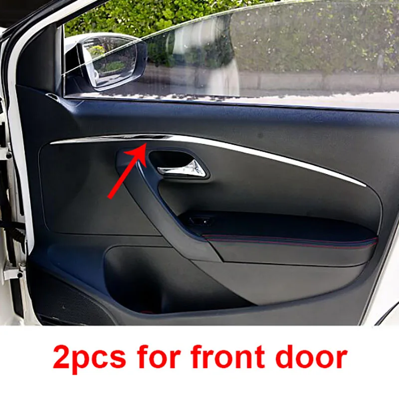 2pcs for polo 2011- Front inner door panel Decorative stripes Stainless steel Decorative strip