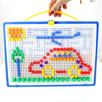 

296pcs/set DIY Toys 3D Jigsaw Puzzle Mix Colour Mushroom Nails Pegboard Educational Building Set J71