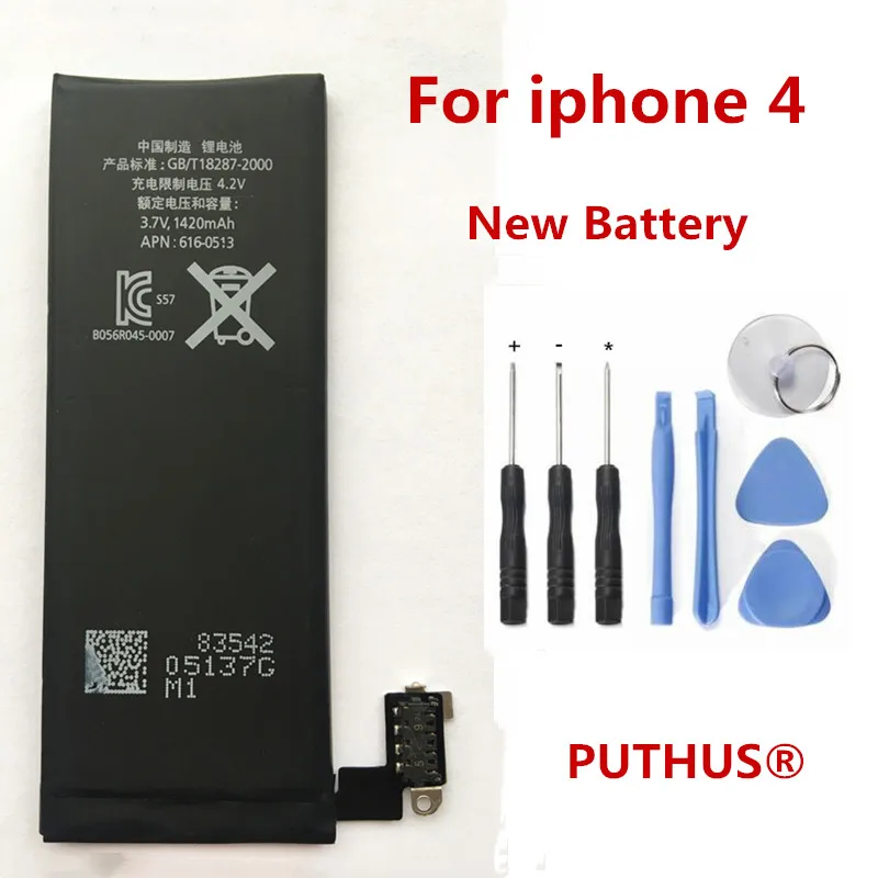 

PUTHUS For iphone 4 battery 100% new original 1420mah replacement battery for iphone 4 4G + repair tools