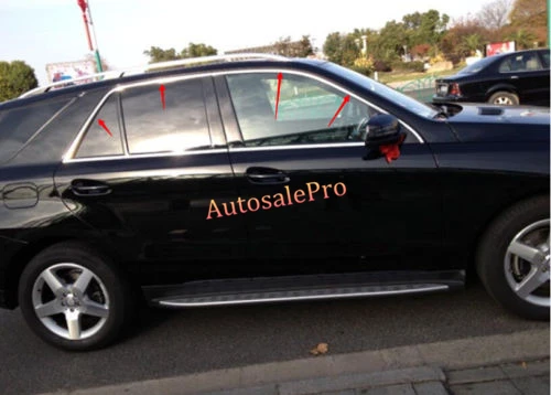 

For Benz ML W166 2012-2015 Steel upper top window arch frame sill cover overlay Trim 4pcs