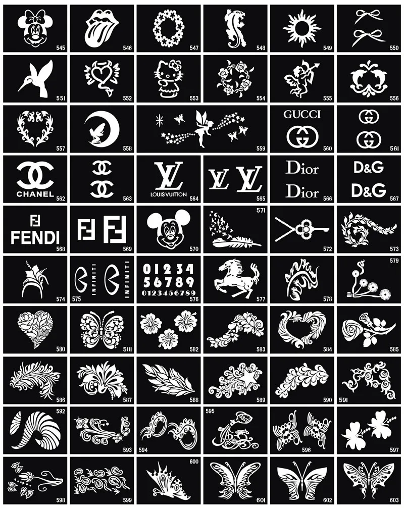50pcs Mixed Tattoo Stencils For Temporary Airbrush Glitter Self Adhesive Popular Design Body Templates 8 11cm Stencil Stencil Punkstencil Universal Aliexpress
