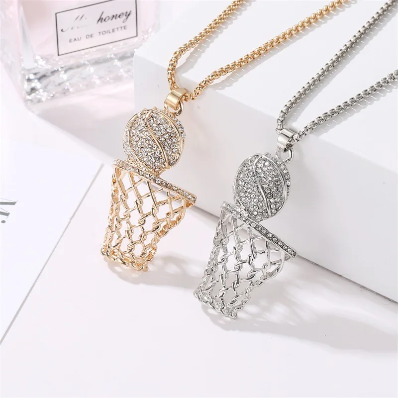 

Collier Femme Round Rhinestone Necklaces & Pendants for Women Basketball Frame Movement Statement Necklace Fashion Jewelry