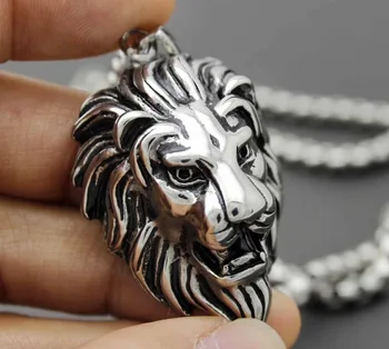 

Mens Elegant Accessory Stainless Steel Lion Head Pendant Twisted Rope Chain Necklace 3mm Male Jewelry Choker