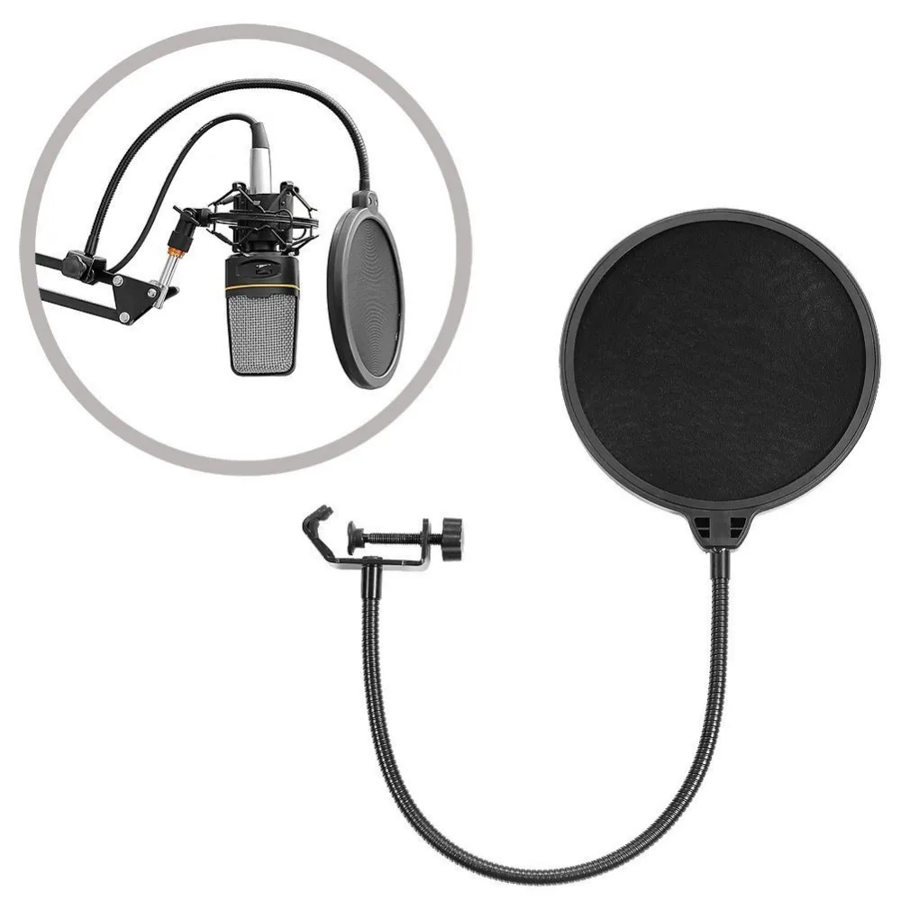 Neewer 2 штуки в упаковке вес нетто(B-3) 6-дюймовый Студийный микрофон Mic круглый Форма ветра поп-фильтр Маска щит с подставкой монтажный зажим черный фильтр