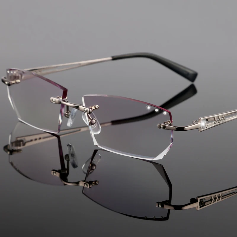 Brille Yj12 Brillen Business Optische Mode Myopie Männer Randlose Hyperopie Gläser Komplette Herren 5Bw1XF