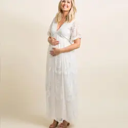 Кружевные женские платья с v-образным вырезом белые платья для беременных для фото одежда с принтом стрельбы для беременных женщин платья