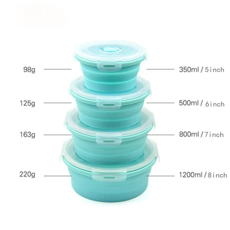 

Healthy Silicone Collapsible Portable Lunch Box 800ml Microwave Oven Bowl Folding Food Storage Lunch Container Lunchbox