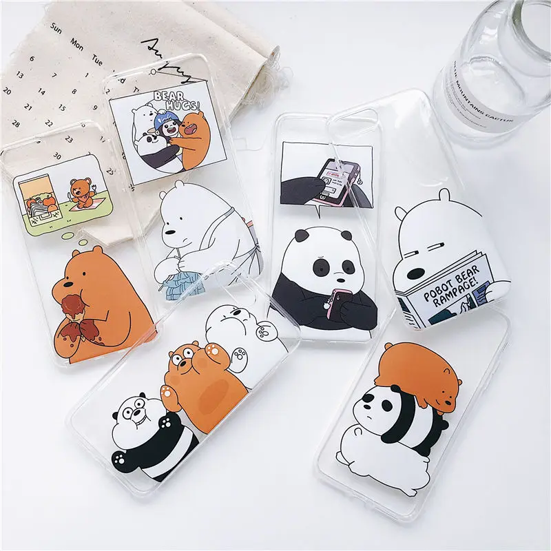 

We Bare Bears Mobile Phone Covers Cases for iphone 6 6s 6Plus 7 8plus 5 5S SE Soft Slim TPU Cute For iphone X XS MAX Phone cases