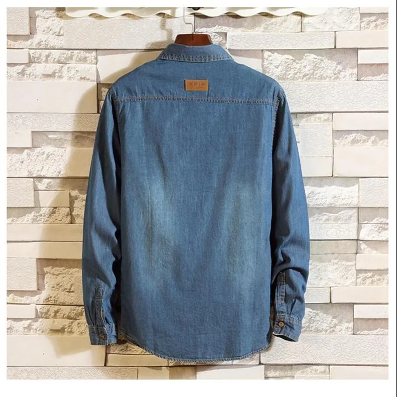 Denim shirt men s spring and summer denim shirt thin section men s slim solid color simple washed long-sleeved denim shirt Denim shirt men s spring and summer denim shirt thin section men s slim solid color simple washed long-sleeved denim shirt
