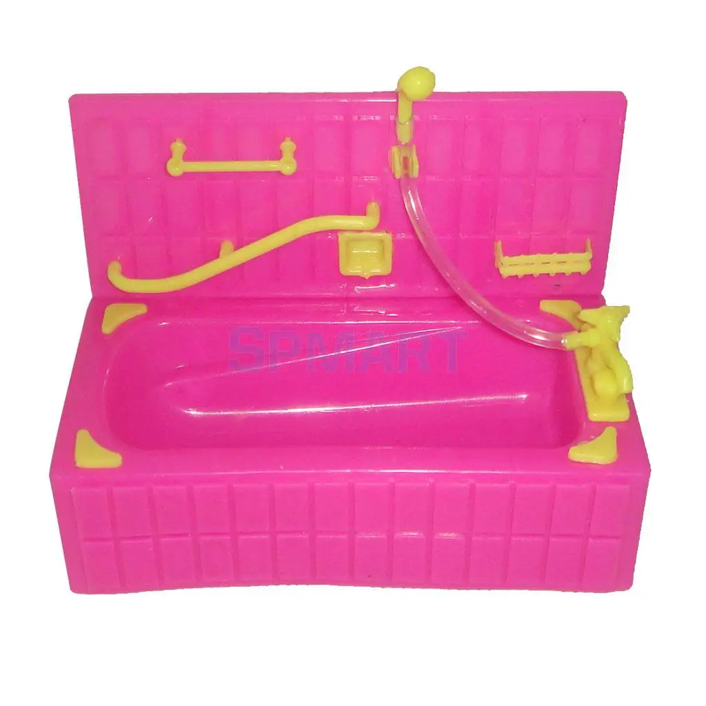 MagiDeal Plastic Dolls House Miniature Bathtub+Toilet Bathroom Furniture Decor Accessory for Kids Children Pretend Play Toys
