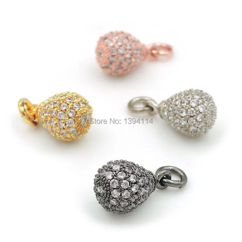 

13*8*8mm Micro Pave Clear CZ Solid Drop Charm Fit For Making DIY Bracelets Or Necklaces Jewelry
