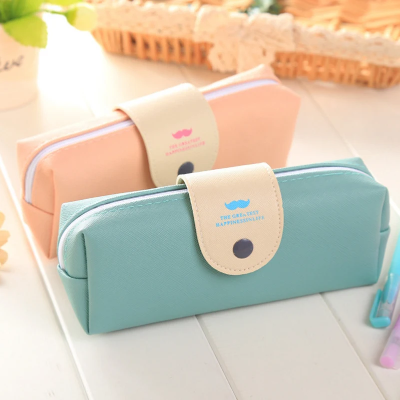 

Candy Color Pencil Case PU leather School Pencil Bag for Girl Stationery Estojo Escolar Penalty School Supplies Stationary