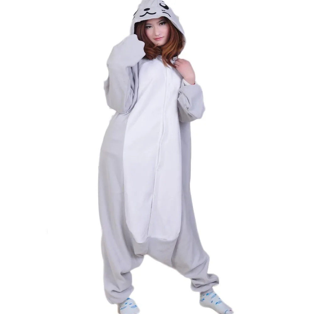 Onesies For Adults Women Sleep Pajamas Christmas Grey Seal Animal