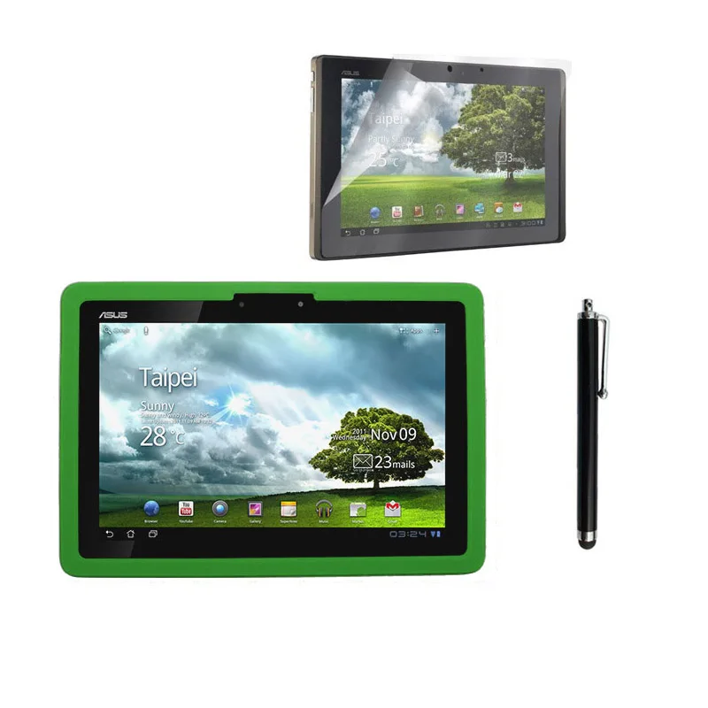 

TF201 Silicone Case for Asus Asus Eee Pad Transformer TF201 Cover Rubber Gel Skin Screen Protector Stylus Touch Screen Pen Cases