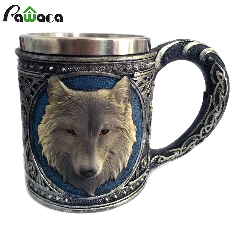 Кружка для питья волка с двойными стенками из нержавеющей стали 3D кружки с черепом кружка для кофе кружка с черепом рыцарь кружка для питья Canecas Copo