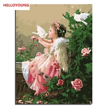 YH282 DIY Ручная роспись маслом Ангел мира цифровая живопись по номерам Масляные картины китайские картины-свитки домашний декор