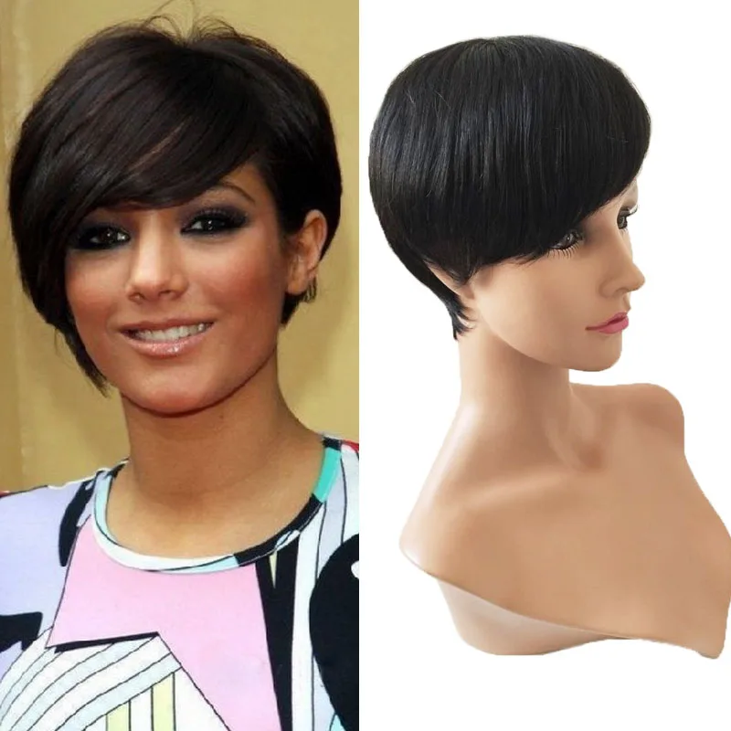 2016 celebrity wig Machine made short wig human hair none lace brazilian hair straight glueless full lace human hair wig