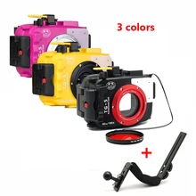 DF Seafrogs 60m/195ft Underwater Diving Waterproof Camera case for Olympus TG5 + Aluminium Diving handle + Red Filter 67mm