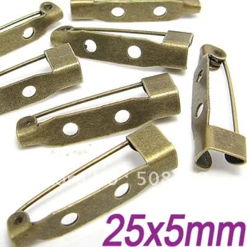 

Free shiping!!!!!!! Bronze plated metal bar pin back brooch 25x5mm