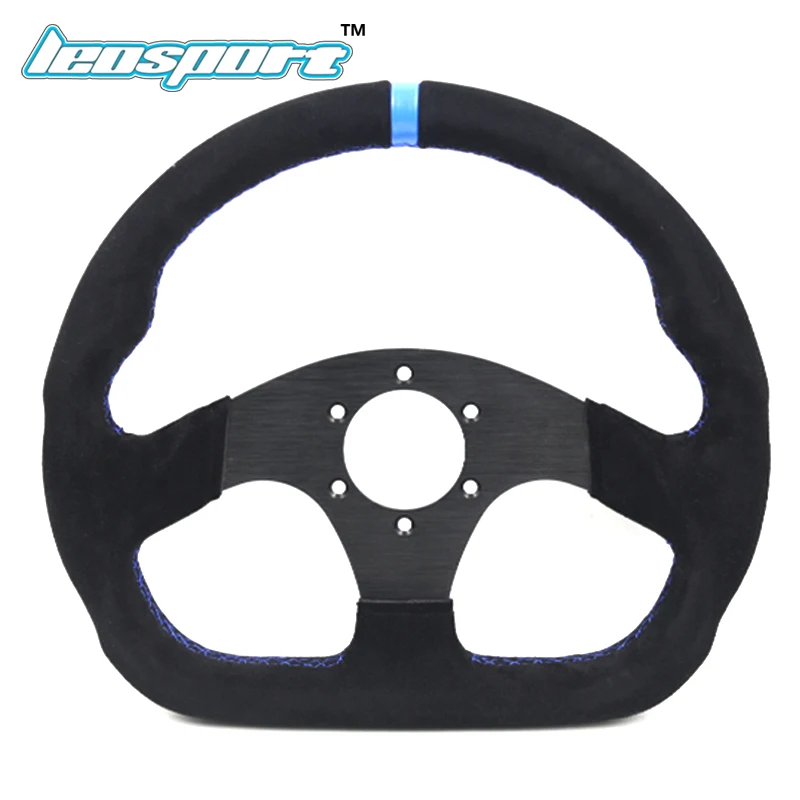 

high quality 330mm 13inch Steering Wheel black Leather Steering Wheel blue suture Flat racing Game Steering Wheel