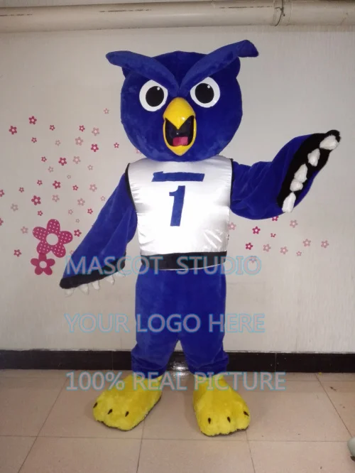 Blue Owl Mascot Costume Hoot Custom Fancy Costume Anime Cosplay Kit ...