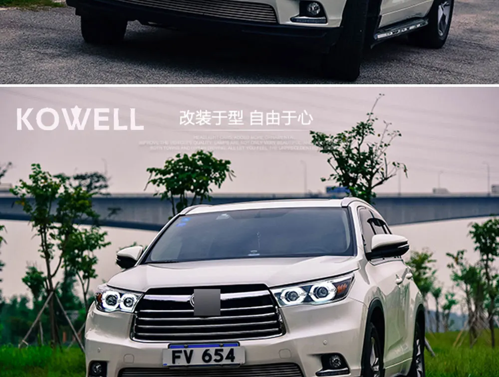 KOWELL стайлинга автомобилей для фары Toyota Highlander новинка года светодиодная… для Kluger фары drl Объектив Двойной Луч H7 HID ксеноновая лампа