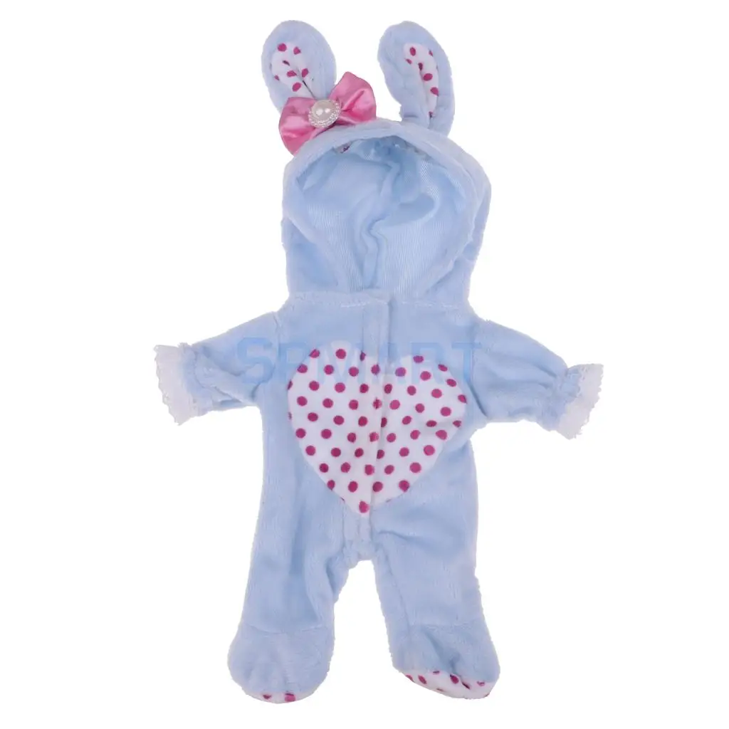 Cute Hooded Jumpsuit Rabbit Romper Outfit For Mellchan Doll 9-11inch for Reborn Baby Girl Dolls Clothing Accessory