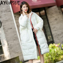 AYUNSUE chaquetas plumas mujer зимние теплые толстые куртки на утином пуху женские свободные повседневные красные пальто женские Большие размеры Горячая LX2233