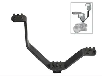 

V Type Triple Hot Shoe Mount Flash Dual Bracket for Monitor Video LED Light ,Mic, 1/4" Threads on the Bottom Could Mount on Stan