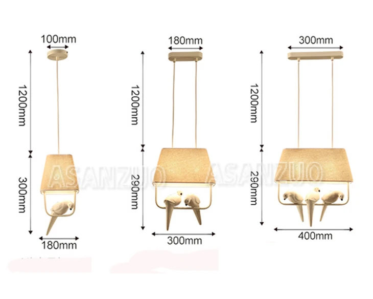Американский пасторальный винтажный светильник с птицами из смолы, тканевый абажур для освещения кухни, столовой, ретро Лофт, подвесной светильник