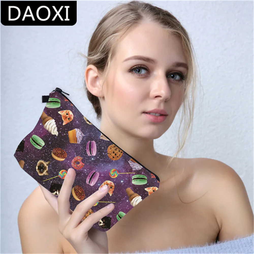 

DAOXI 3D Printing Galaxy Cat Ice Cream Cosmetic Bags Travel Necessaries Cute Gift DX50940