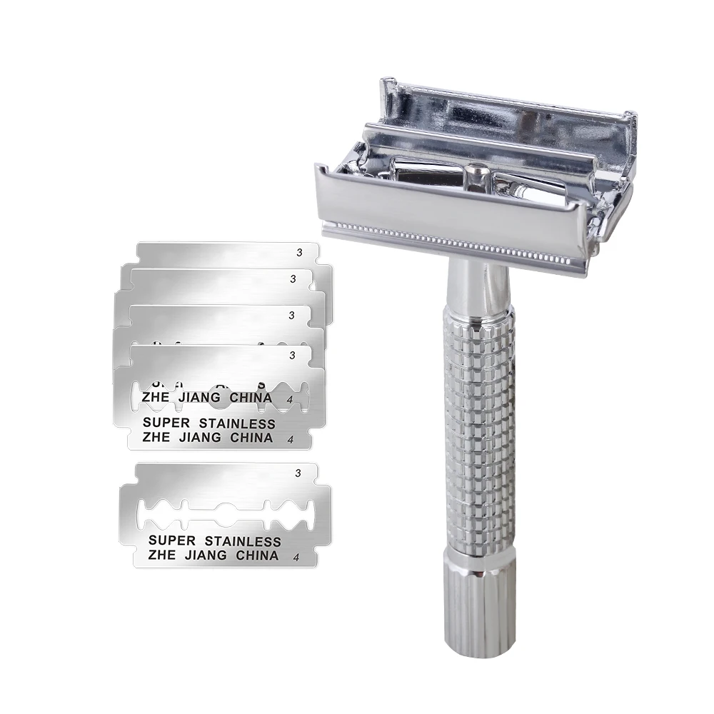 

Safety Double Edge Razor For Men Shaving Hair Removal Straight Razor Men's Shaving Razor Shaving Machine(1 Handle+ 5Blades)