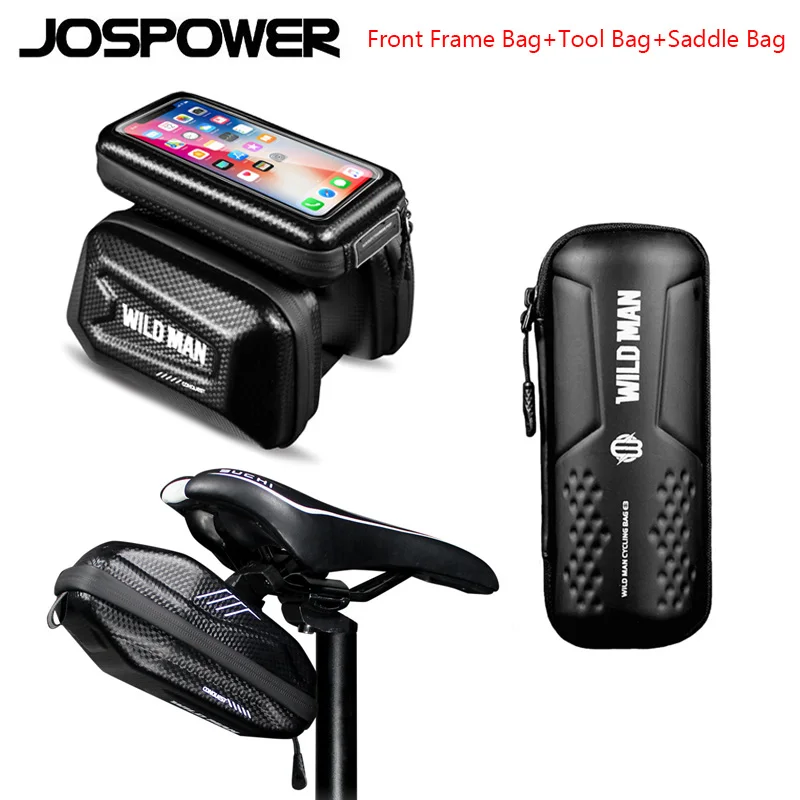 Excellent JOSPOWER Bicycle Top Tube Double Pouch Touch Screen Cellphone Bag MTB Road Bike Repair Tool Bag Hard Shell Rainproof Saddle Bag 1 Excellent JOSPOWER Bicycle Top Tube Double Pouch Touch Screen Cellphone Bag MTB Road Bike Repair Tool Bag Hard Shell Rainproof Saddle Bag 1