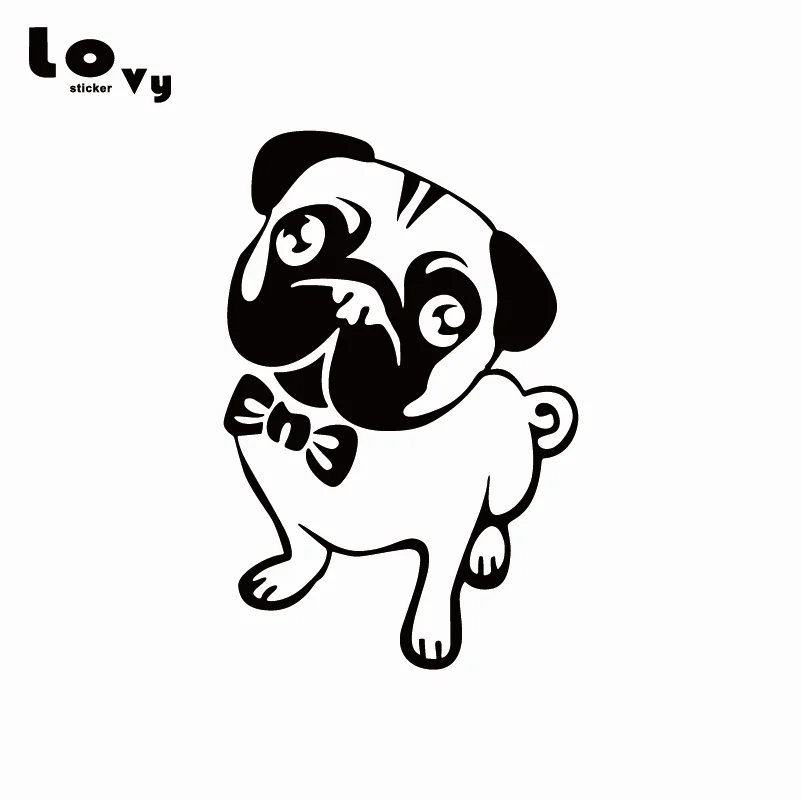 Lovely Pug Dog Vinyl Car Sticker Cartoon Animal Decal for Window Door Body Decoration CA0290 | Автомобили и мотоциклы