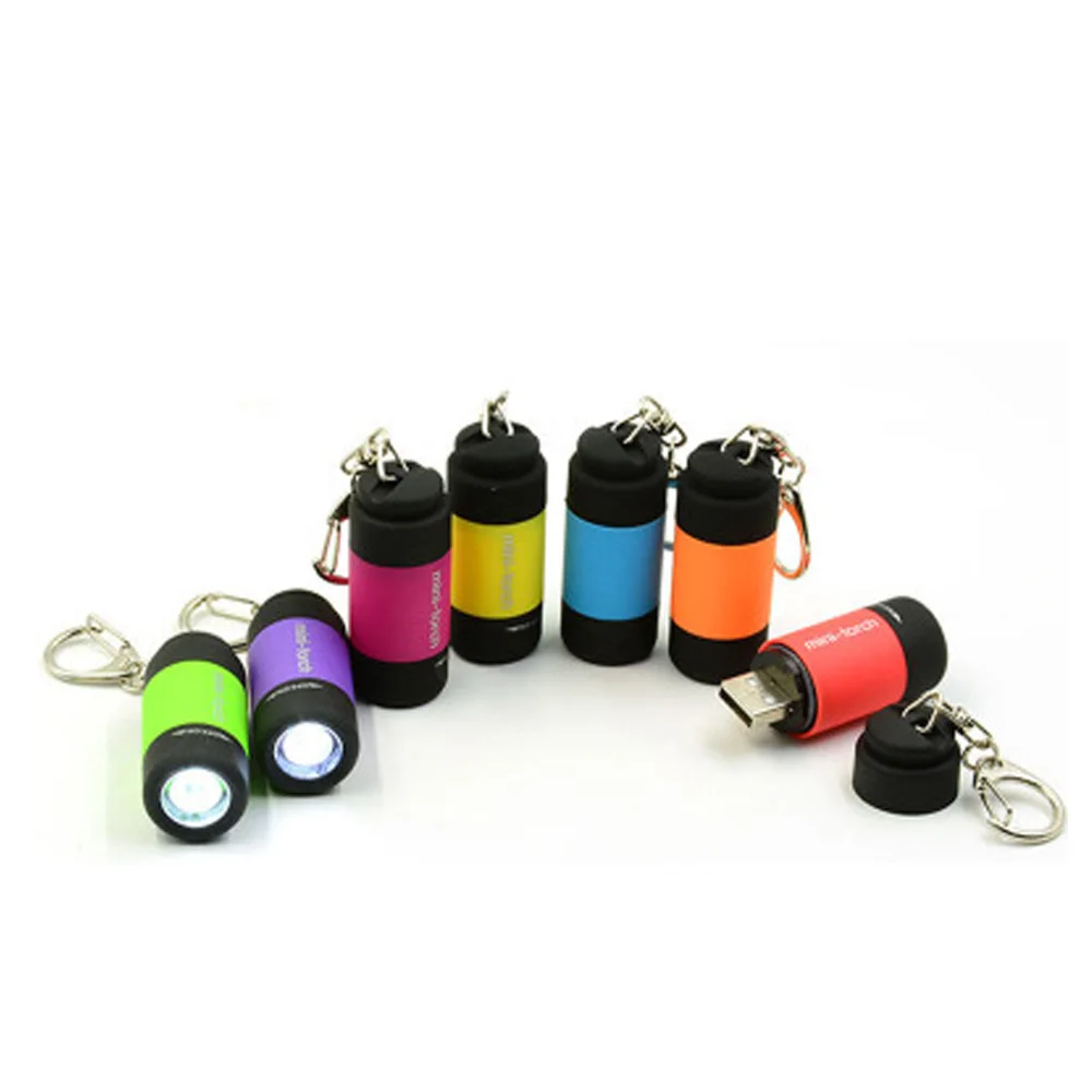 

Mini Keychain LED Flashlight USB Rechargeable Waterproof Portable Lights Torch LED Key Chian Flashlights for Self Defense