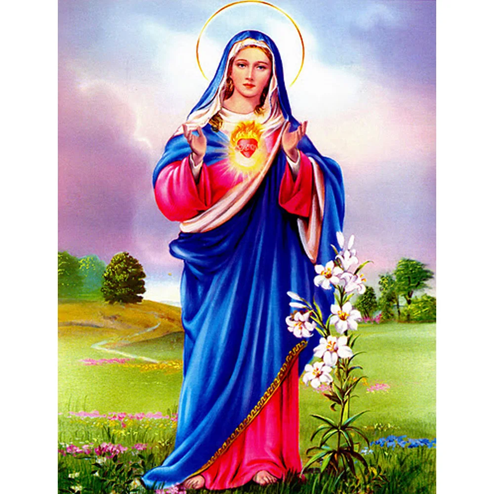 

Home Decor DIY 5D diamond embroidery cross stitch Round Stone Needlework DIY Diamond Embroidery Religious People For Gift KL98