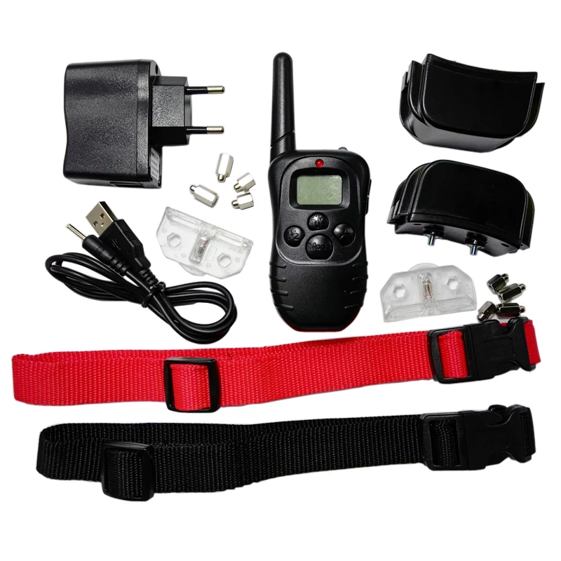 

For 2 dogs Remote Control Petrainer Collar Agility Pet Dog Vibration and Shock Electronic Blue Blacklight