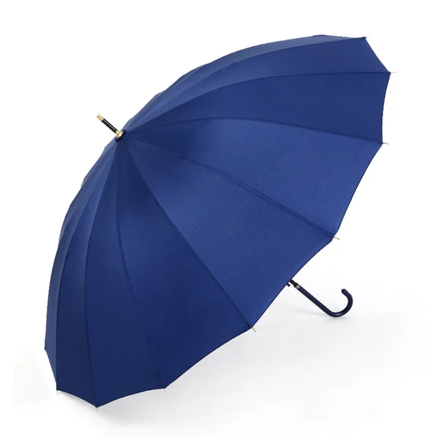 Yesello Solid Color Umbrella Men Strong Windproof Semi Automatic Long