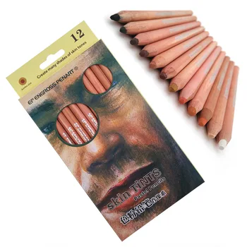 

12 Professional Soft Pastel Pencils Wood Skin Tints Pastel Colored Pencils For Drawing School Lapices De Colores Stationery