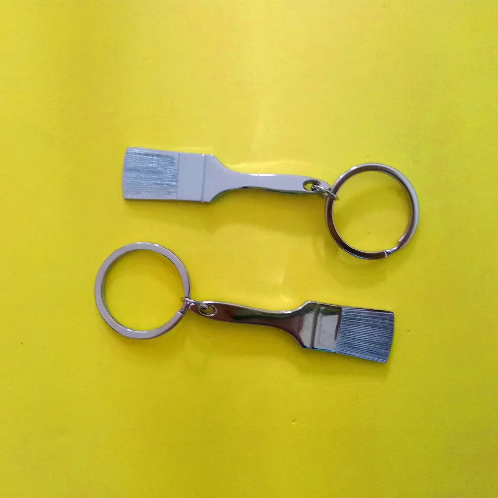 

200 pieces/lot Creative Metal Working Tool Brush Keychain Key Chain Ring Keyring