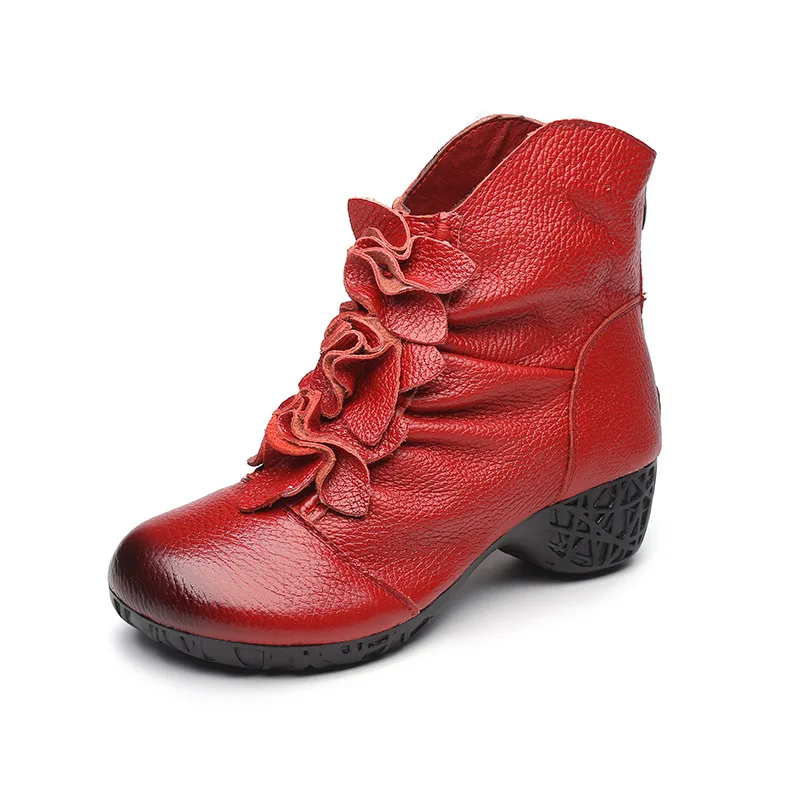 leather womens flat boots