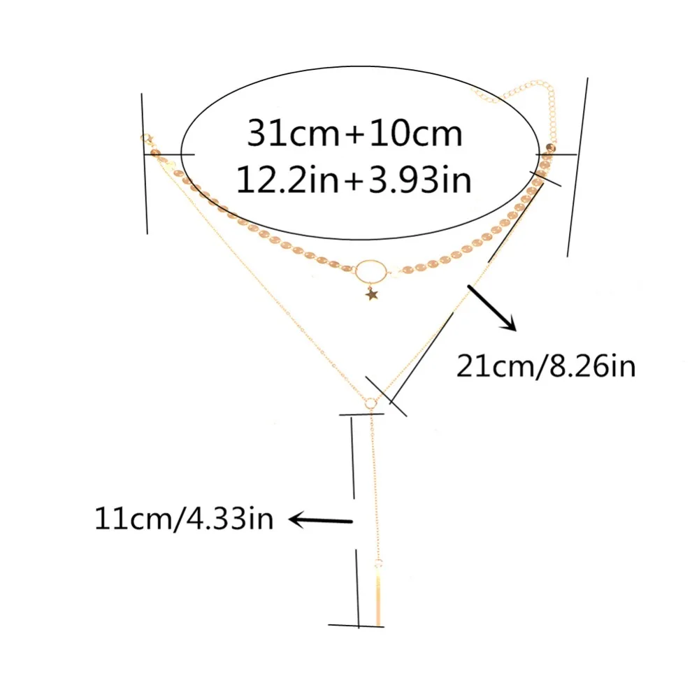 Ikeacasa Gold Silver Sequins Long Tassel Star Choker Necklace Accessories For Women Jewelry Double Layer Chokers Ikeacasa Gold Silver Sequins Long Tassel Star Choker Necklace Accessories For Women Jewelry Double Layer Chokers
